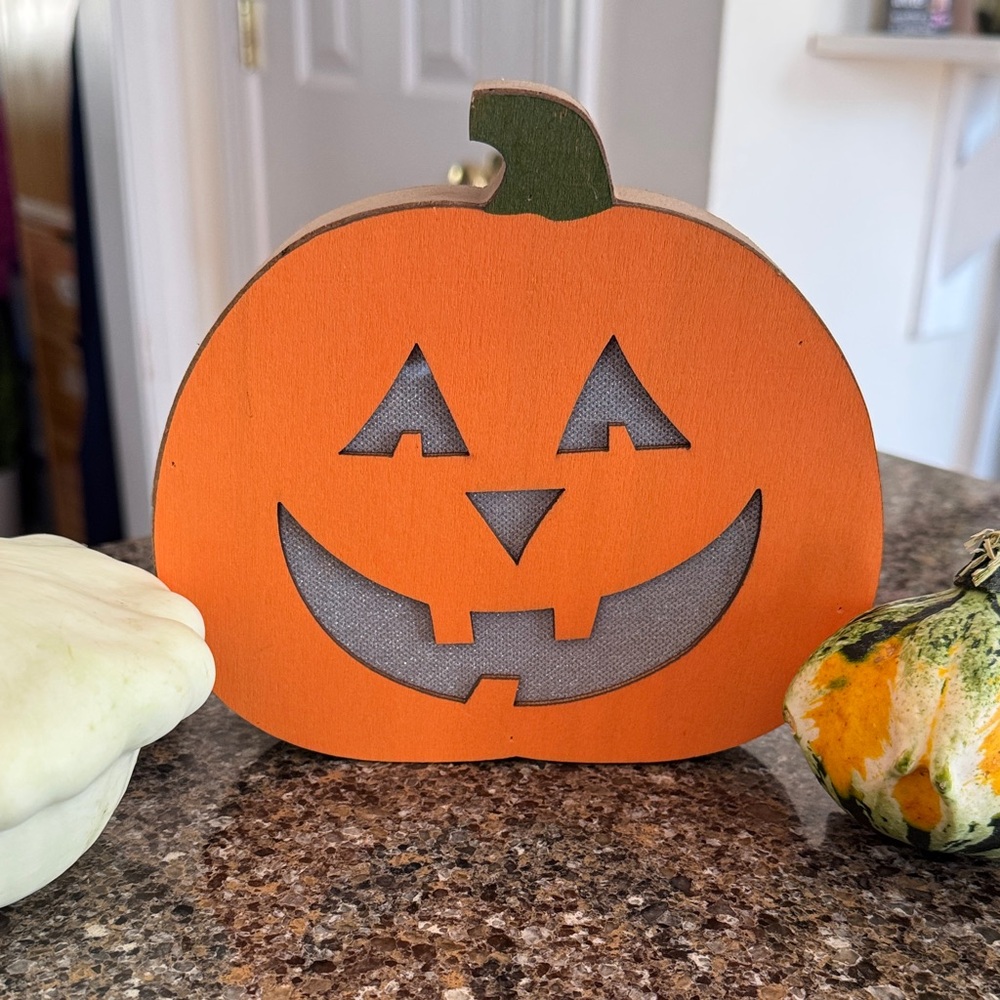 NEW Light-Up Orange Jack-O'-Lantern Decor